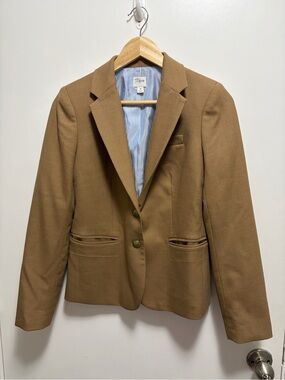 J. Crew Schoolboy Blazer Camel Brown Wool Gold Button Womens Size 4
